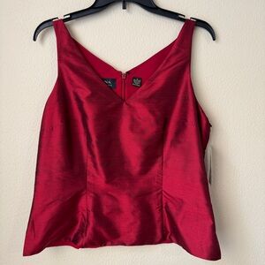 Dana Buchman Shimmery Red V-Neck Satin Camisole  Red Women's Size 12 100% SILK